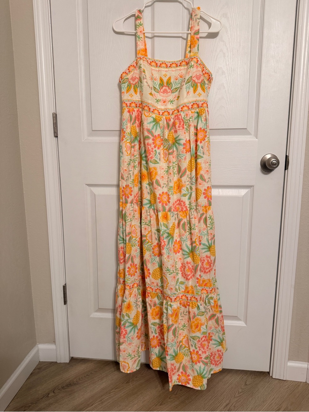 Floral Summer Maxi Dress in Cream and Yellow